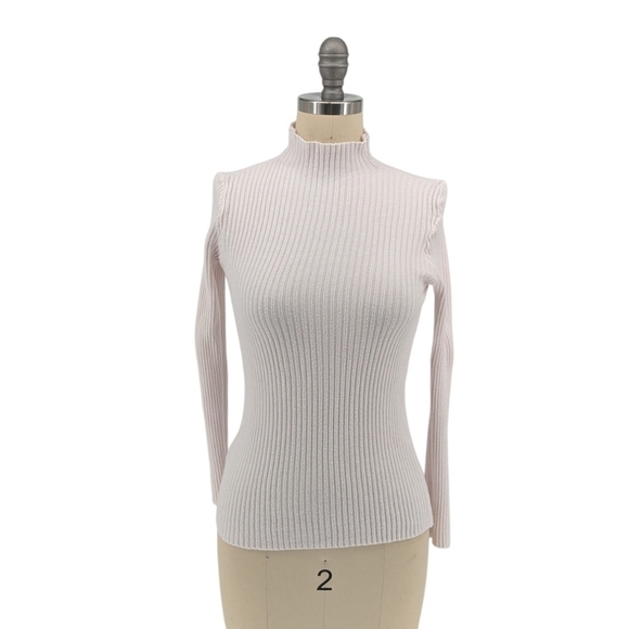 Women's Mock Neck Knit Sweater Light Pink XS/S minimalist Business casual fall - Picture 1 of 4